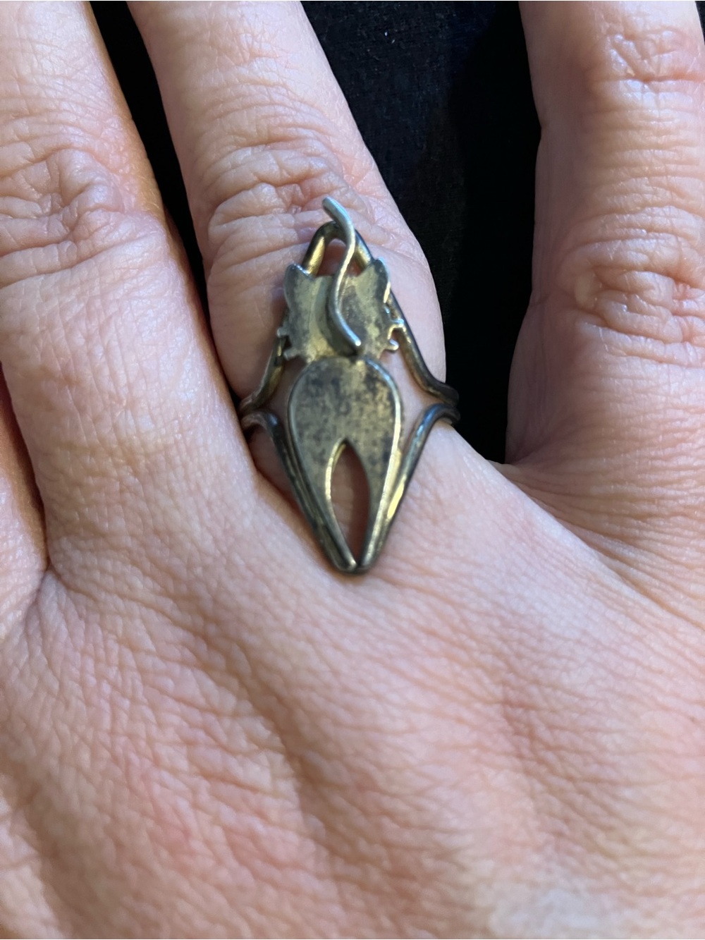 VTG Beaucraft Sterling Silver Mid Century Modern Cat Ring Adjustable